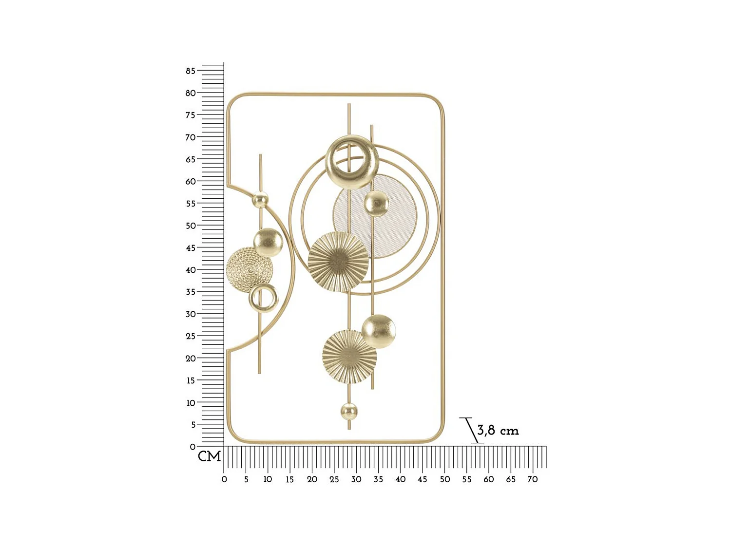 3D Metalen Decoratie Geometrisch 3, Veelkleurig, 49,5x3,8x80 cm, Epikasa