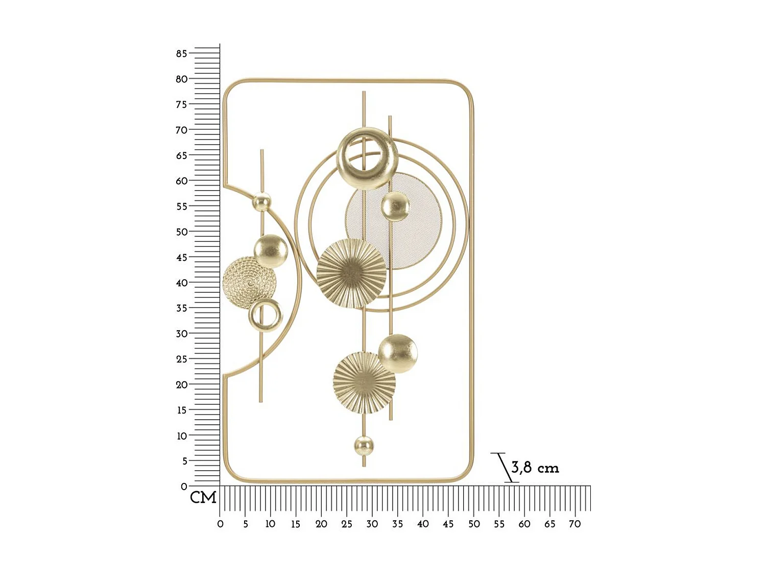 Decoração de Metal 3D Geométrico 3, Multicolorido, 49,5x3,8x80 cm, Seven Design