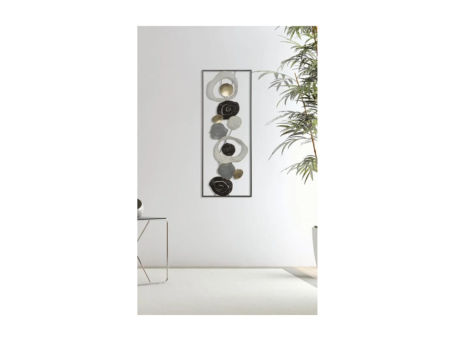 Decoração de Metal 3D Círculos 15, Multicolorido, 28,5x3x74 cm, Epikasa