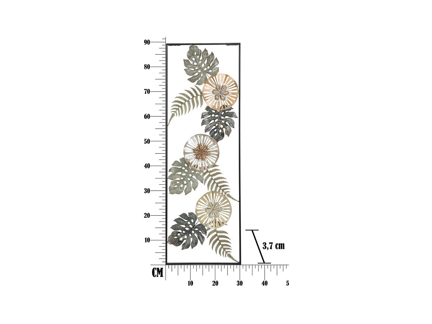 3D Metalen Decoratie Blad 41, Veelkleurig, 30,5x3x88,5 cm, Epikasa