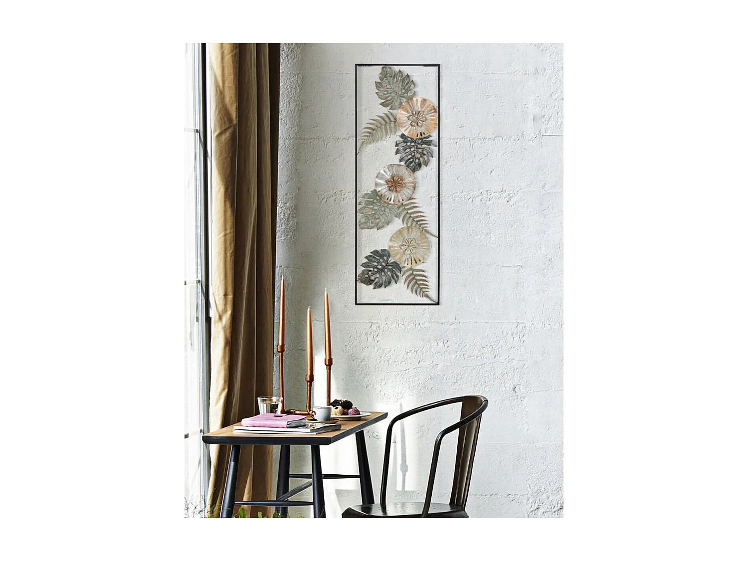 Décoration 3D en Métal Feuille 41, Multicouleur, 30,5x3x88,5 cm, Seven Design