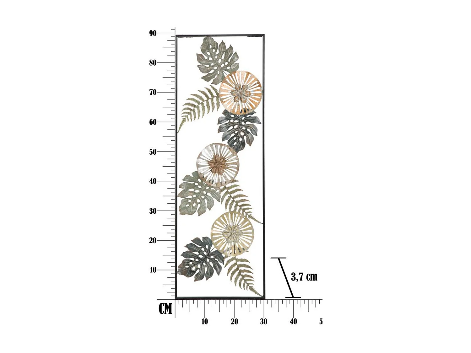 Décoration 3D en Métal Feuille 41, Multicouleur, 30,5x3x88,5 cm, Seven Design