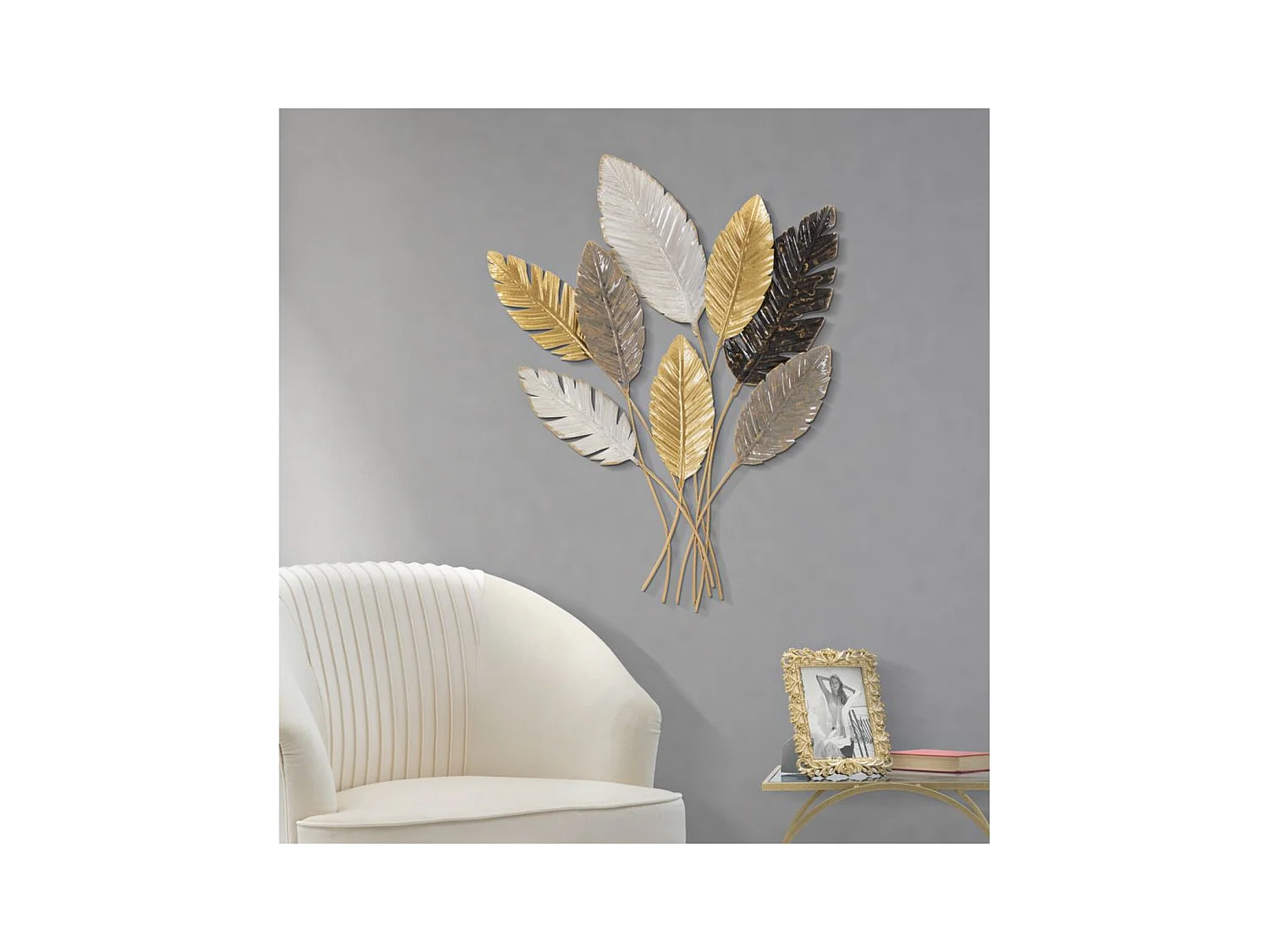 Decorazione in Metallo 3D Foglia 33, Multicolore, 73x6x93 cm, Epikasa