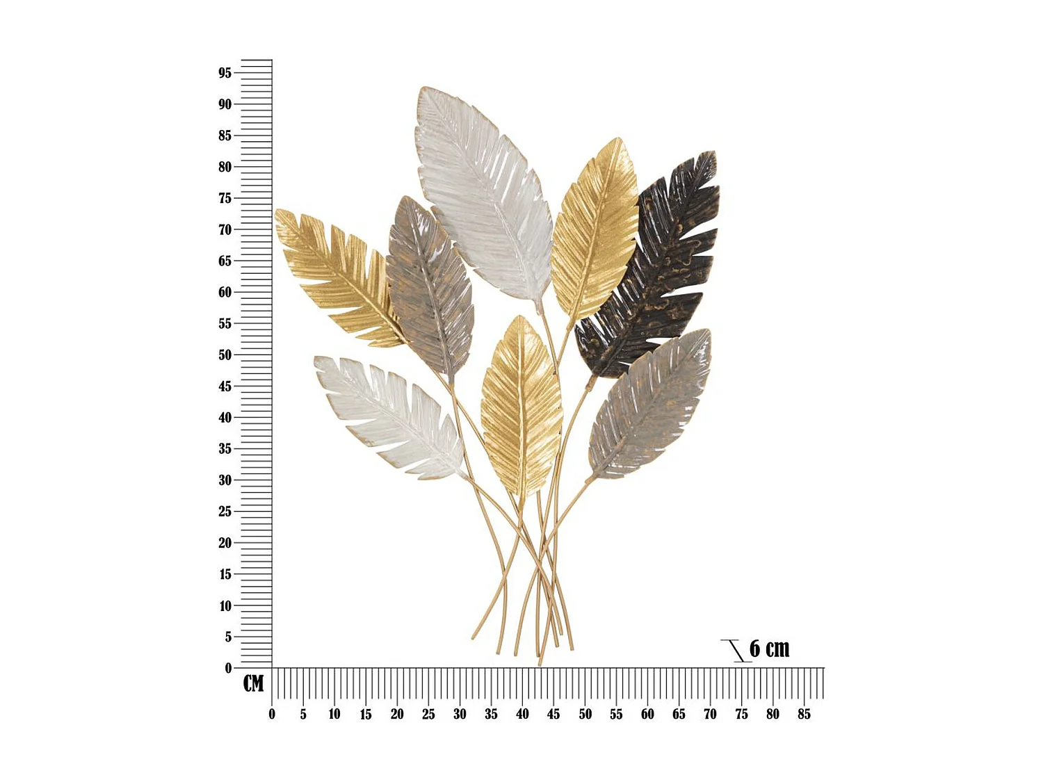 Decorazione in Metallo 3D Foglia 33, Multicolore, 73x6x93 cm, Epikasa