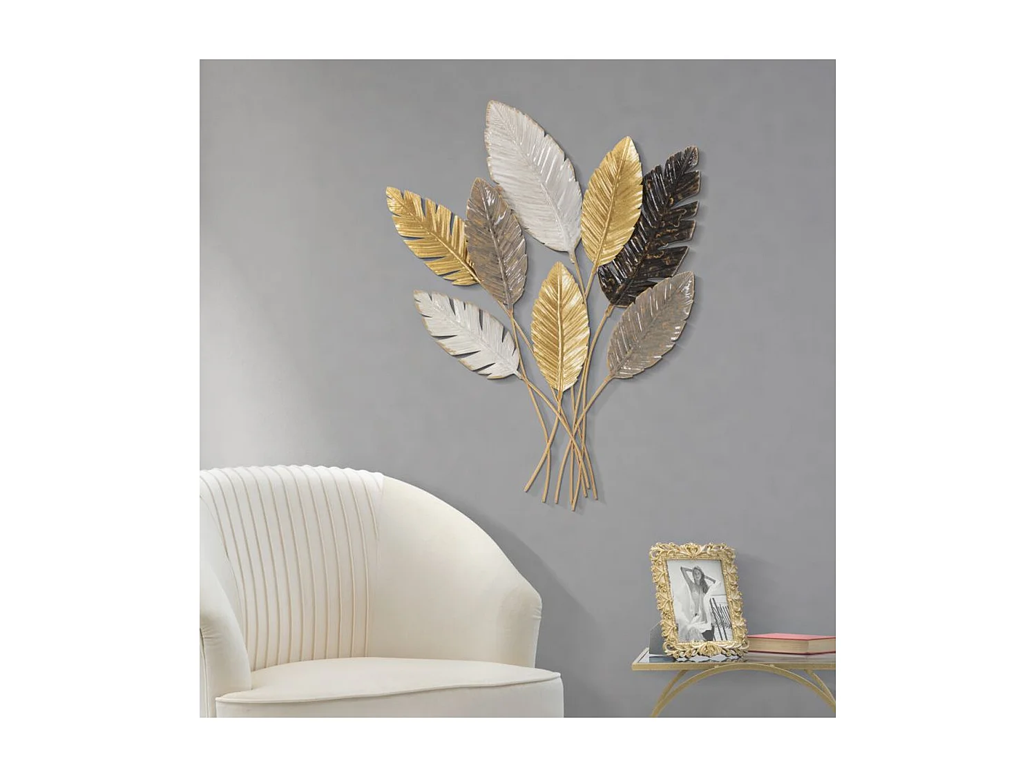 Décoration 3D en Métal Feuille 33, Multicouleur, 73x6x93 cm, Seven Design