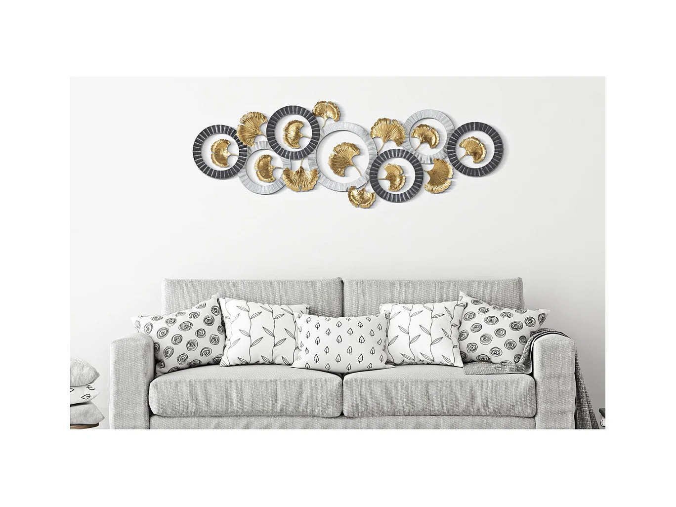 Decoração de Metal 3D Círculos 9, Multicolorido, 127,5x4x44,5 cm, Epikasa