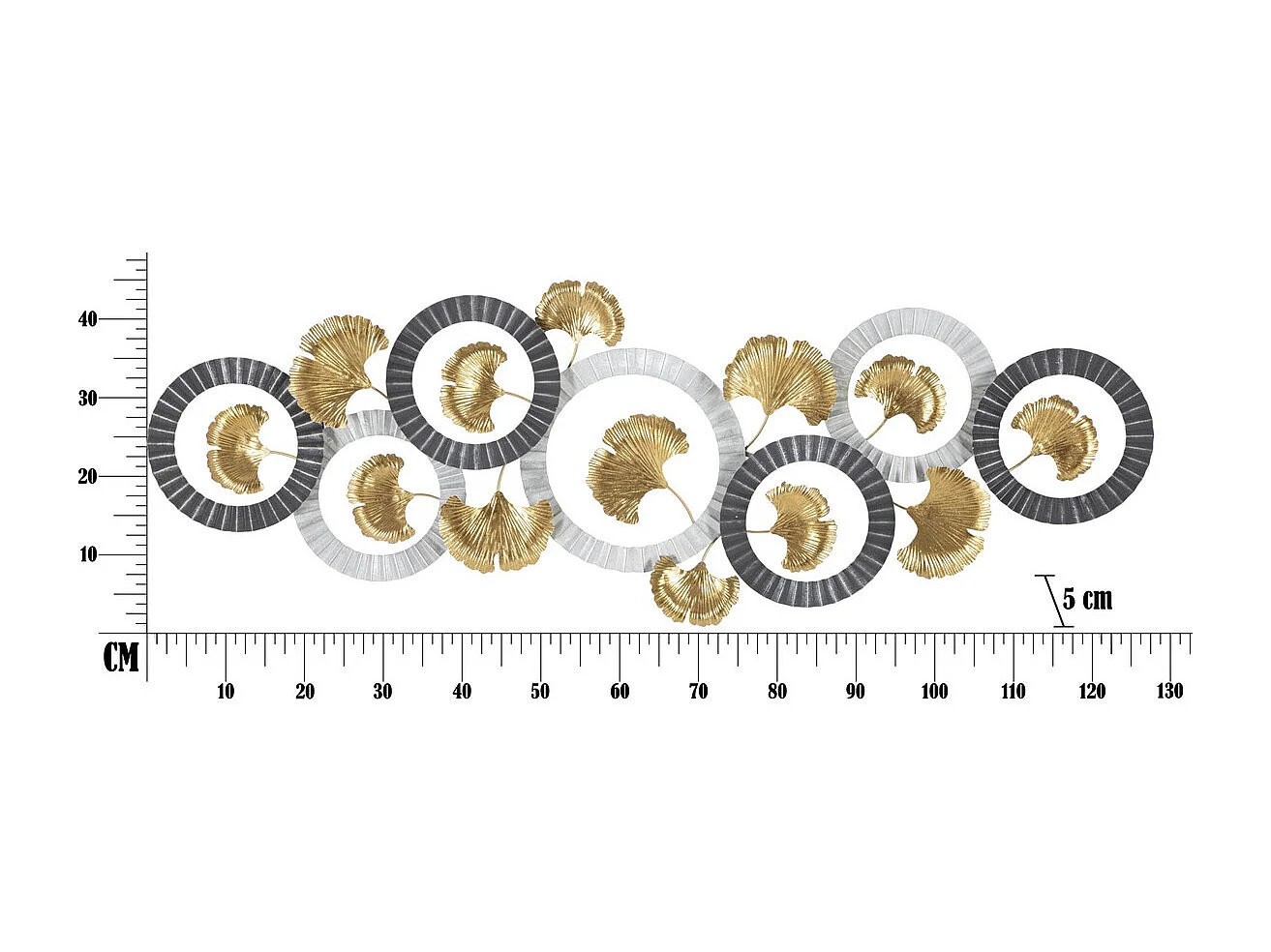 Decoração de Metal 3D Círculos 9, Multicolorido, 127,5x4x44,5 cm, Epikasa