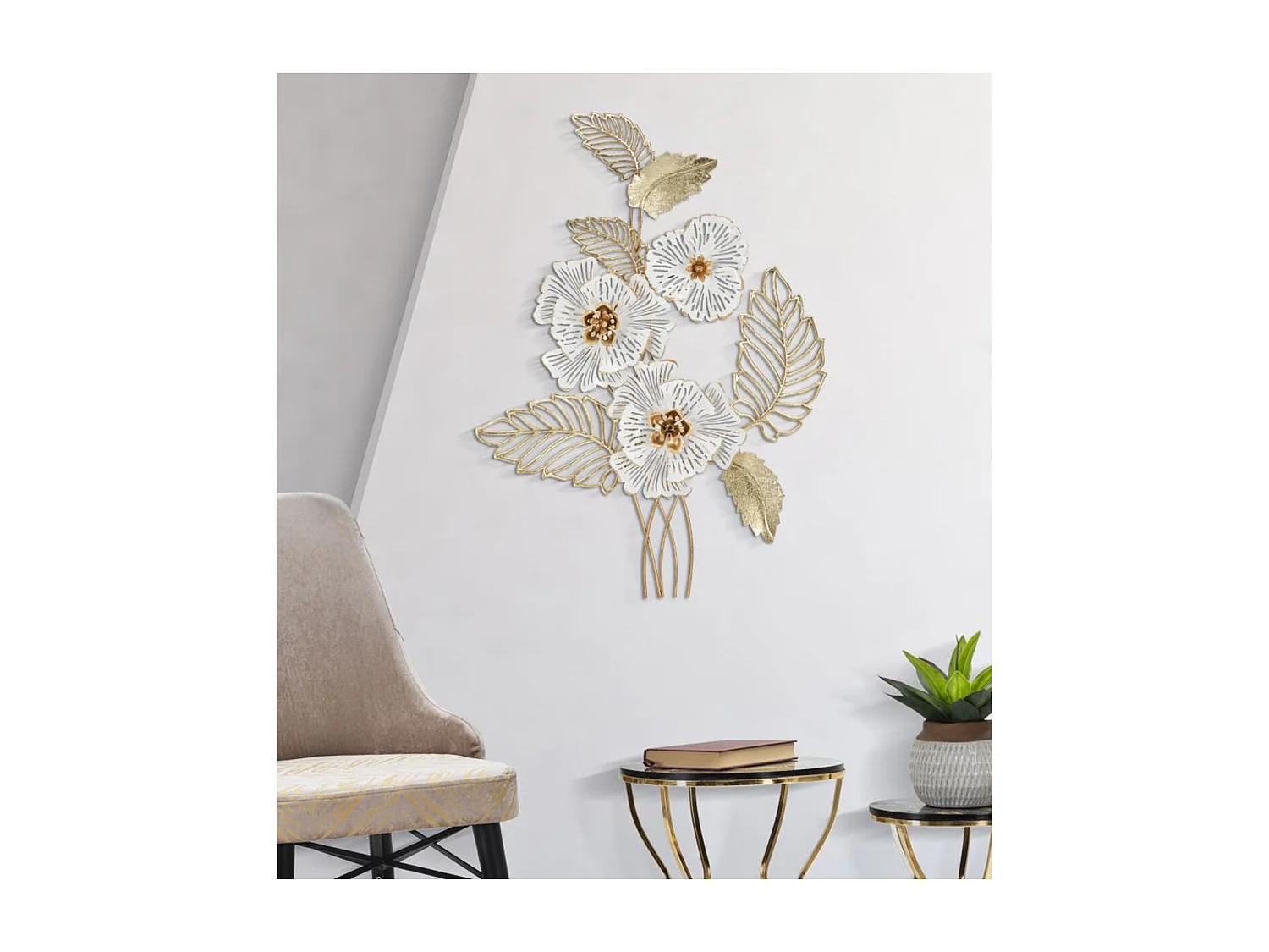 Metalowa Dekoracja 3D Kwiaty 33, Wielokolorowy, 54x6,4x73,7 cm, Seven Design