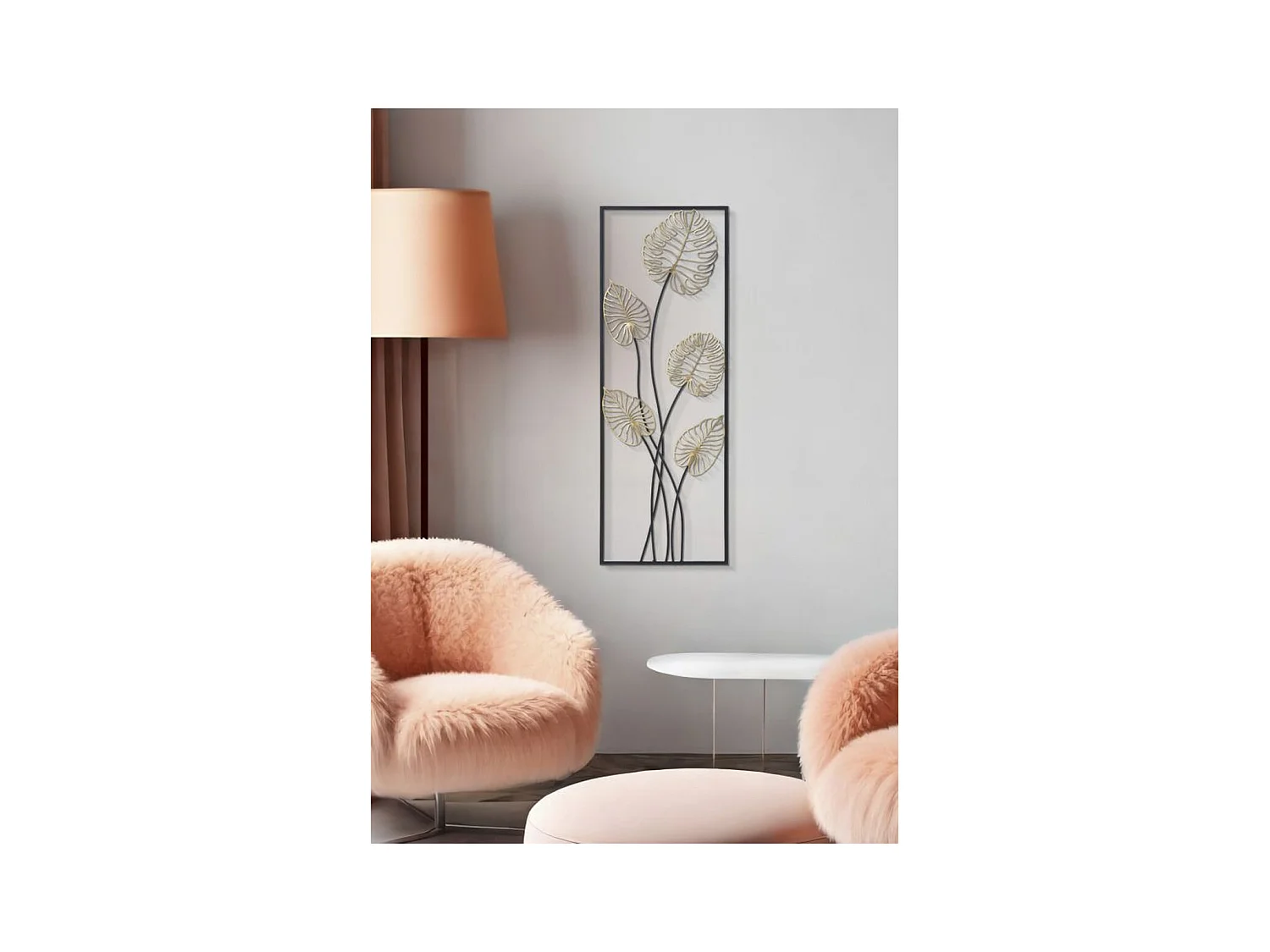 Décoration 3D en Métal Feuille 44, Multicouleur, 31x2,5x90 cm, Seven Design