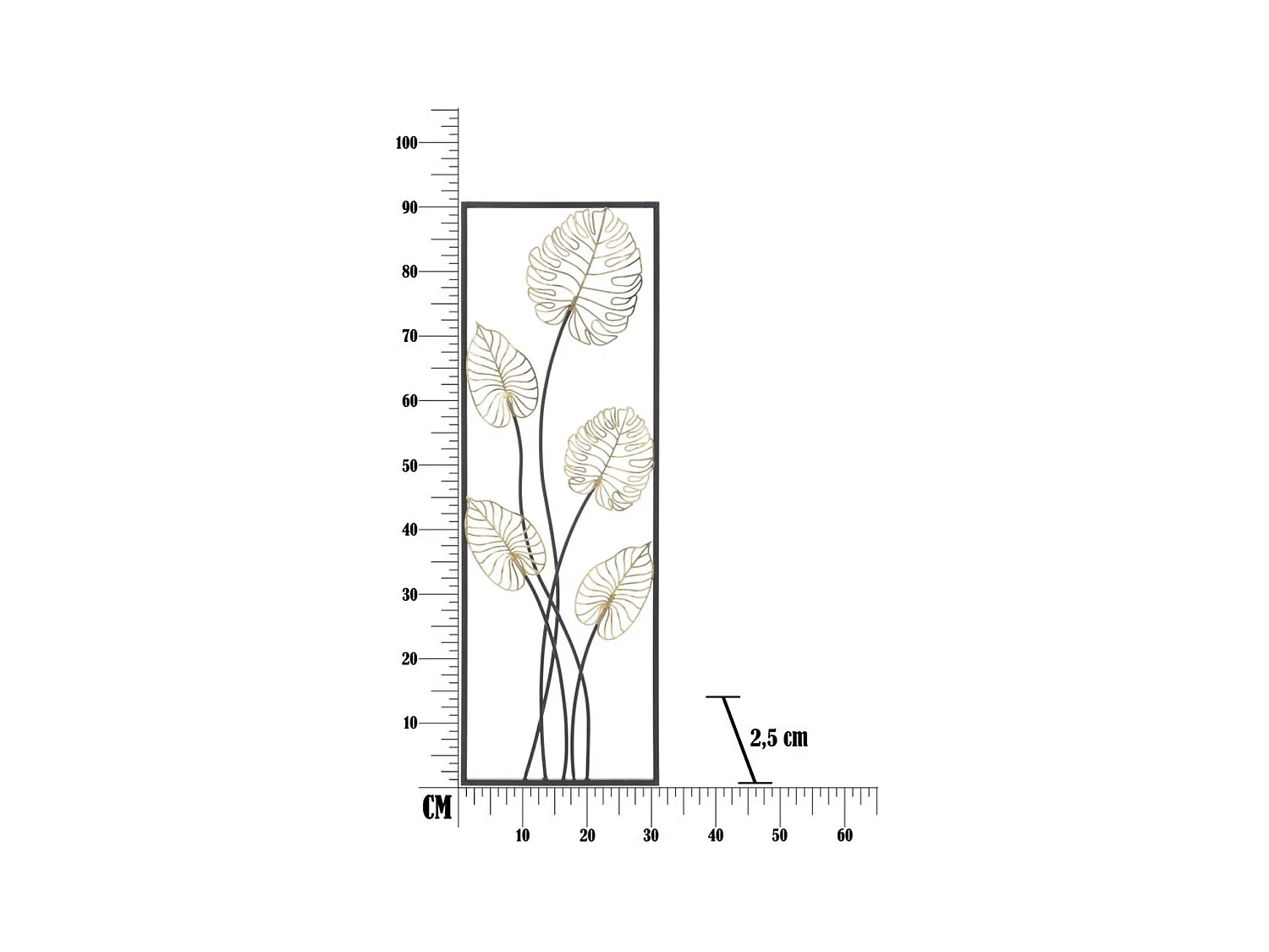 Décoration 3D en Métal Feuille 44, Multicouleur, 31x2,5x90 cm, Seven Design