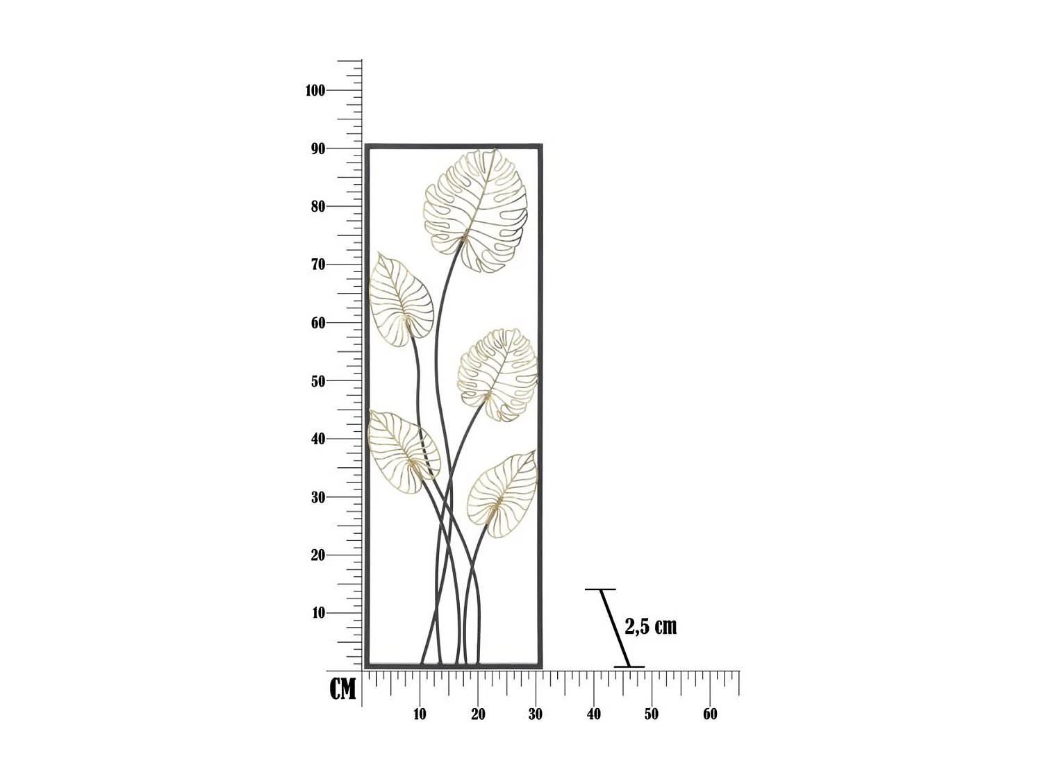 Metalowa Dekoracja 3D Liść 44, Wielokolorowy, 31x2,5x90 cm, Seven Design