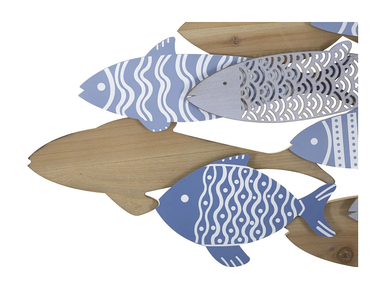 Décoration en Métal et Bois Poisson 10, Multicouleur, 91x3x33,5 cm, Seven Design