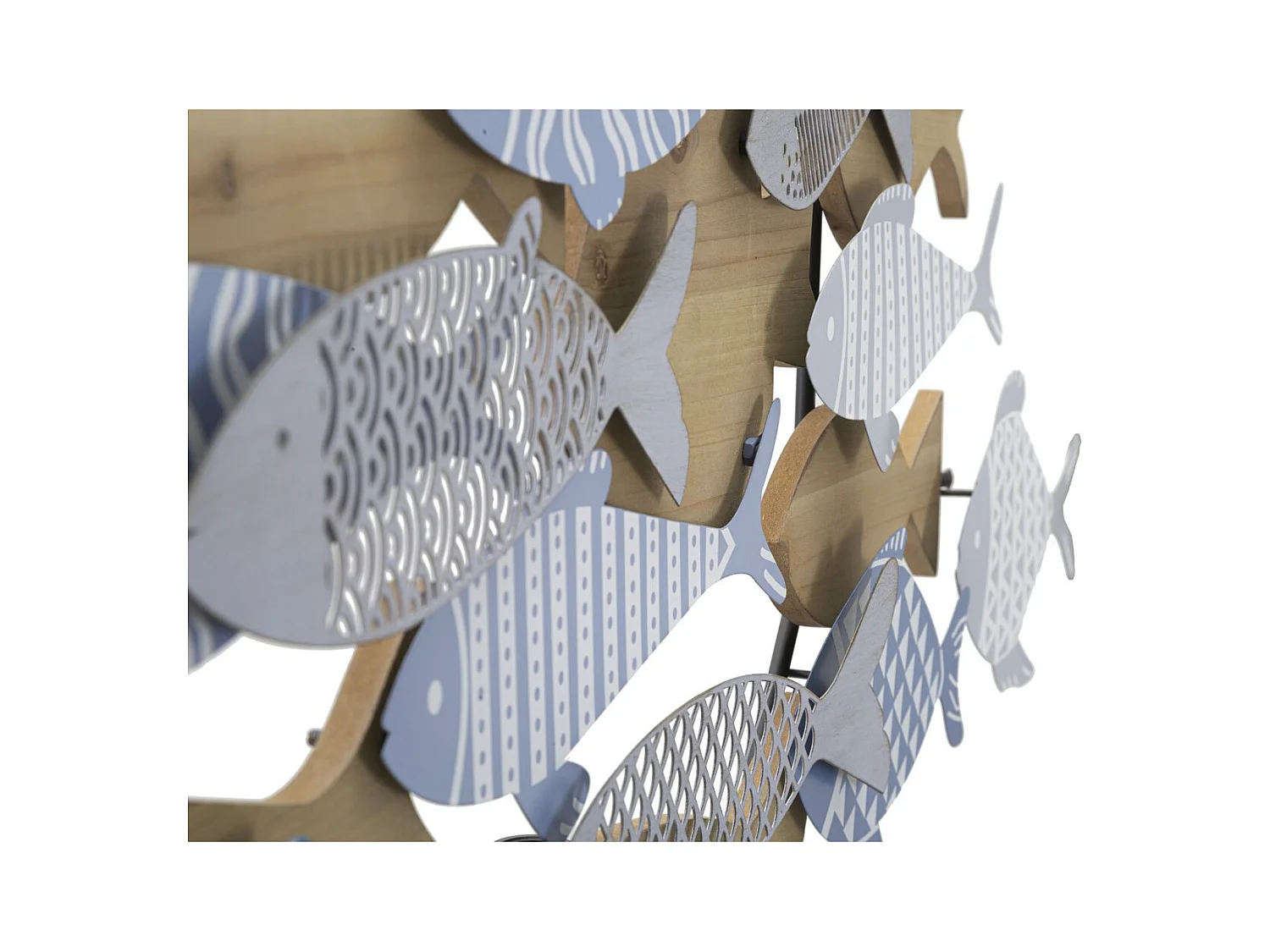 Décoration en Métal et Bois Poisson 10, Multicouleur, 91x3x33,5 cm, Seven Design