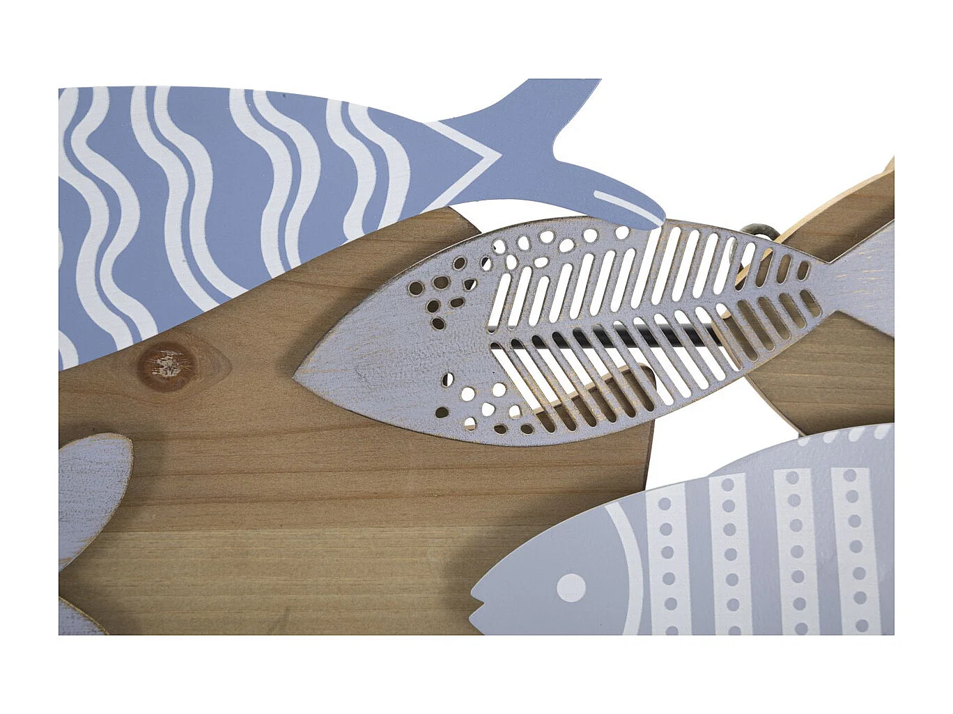 Décoration en Métal et Bois Poisson 10, Multicouleur, 91x3x33,5 cm, Seven Design