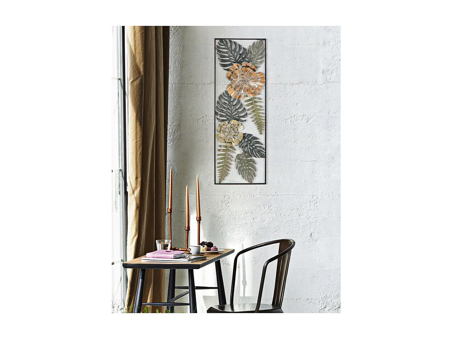 Metalowa Dekoracja 3D Liść 40, Wielokolorowy, 30,5x3x88,5 cm, Epikasa