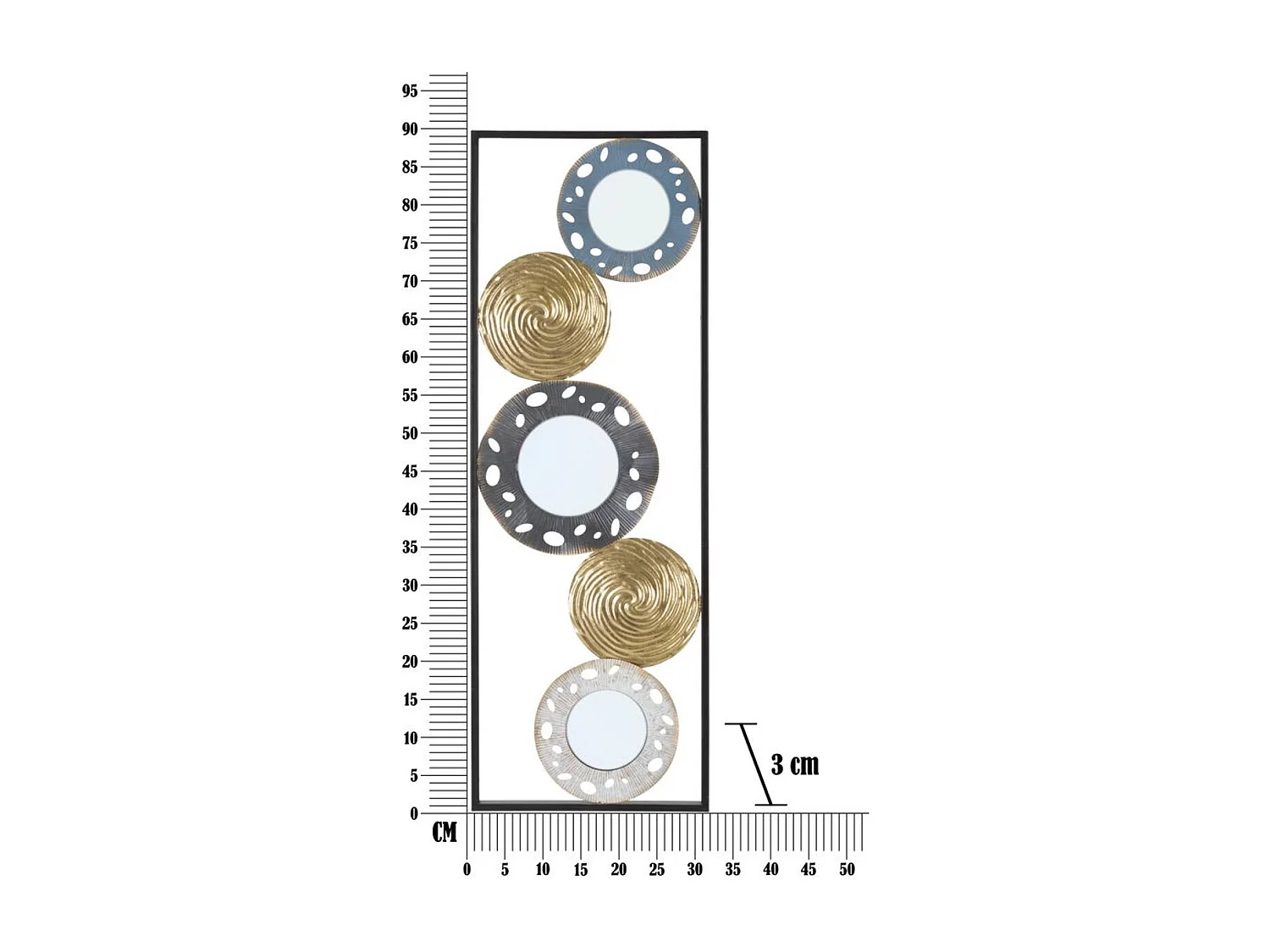 Metalowa Dekoracja 3D Koło 8, Wielokolorowy, 31x3x90 cm, Seven Design