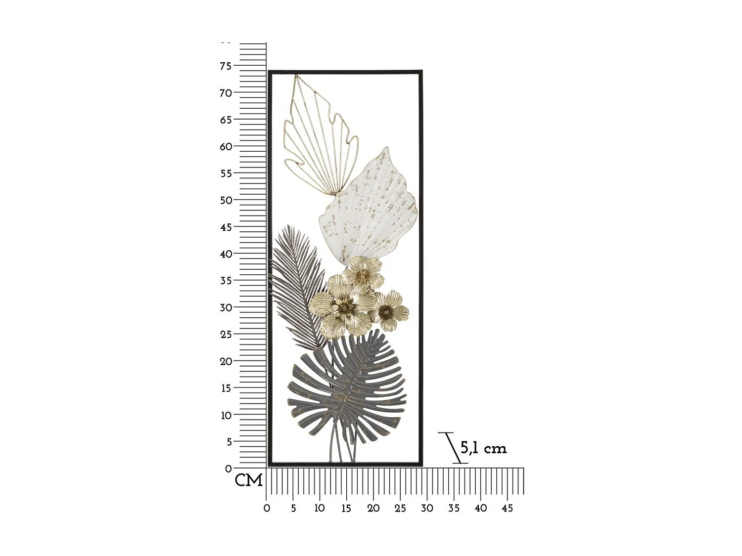 Metalowa Dekoracja 3D Kwiaty 38, Wielokolorowy, 28,6x5,1x74,3 cm, Seven Design