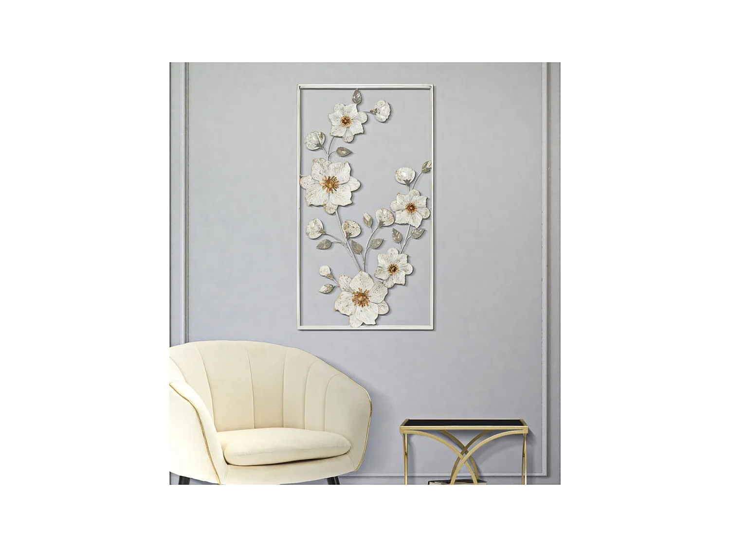 Decoração de Metal 3D Flores 23, Multicolorido, 50x5,5x90,5 cm, Epikasa