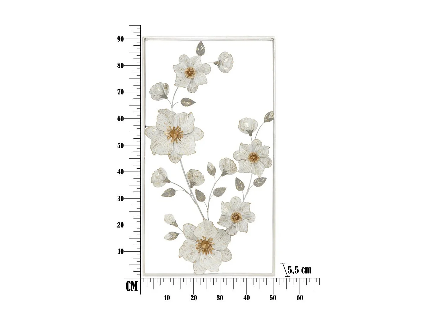 Decoração de Metal 3D Flores 23, Multicolorido, 50x5,5x90,5 cm, Epikasa