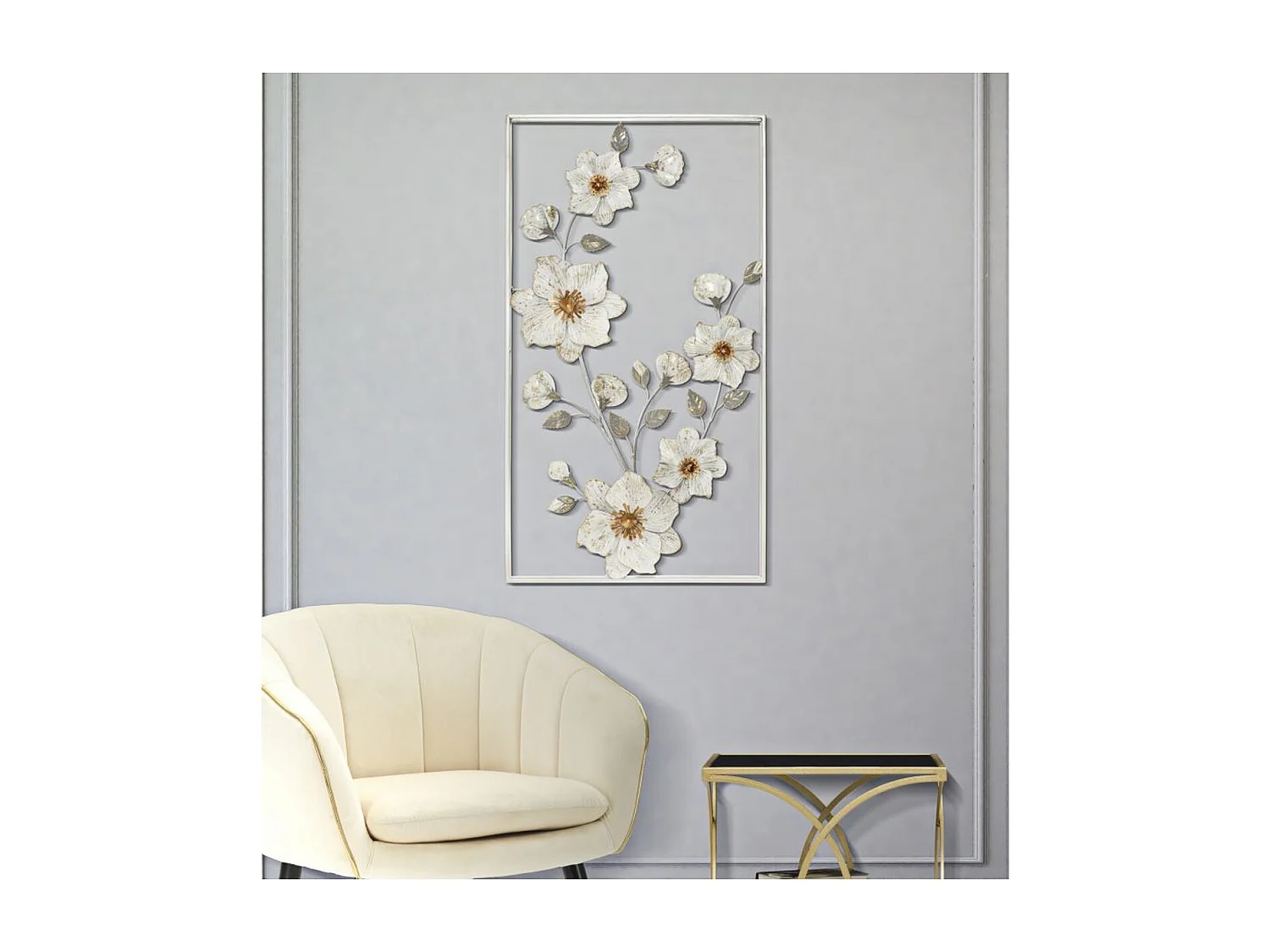 Metalowa Dekoracja 3D Kwiaty 23, Wielokolorowy, 50x5,5x90,5 cm, Seven Design