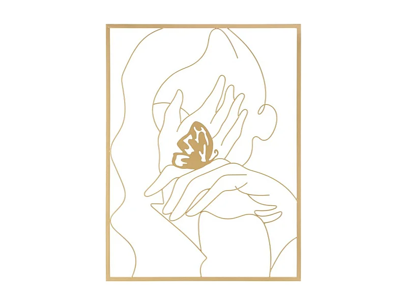 Decoração em Metal Mãos, Ouro, 60x1x80 cm, Epikasa