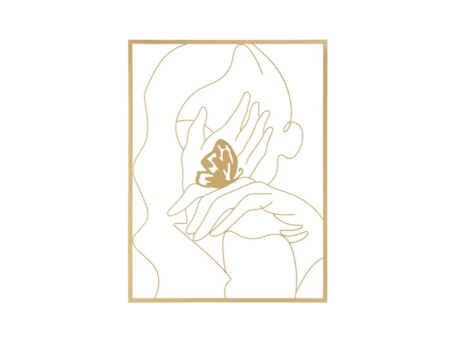 Decoração em Metal Mãos, Ouro, 60x1x80 cm, Epikasa