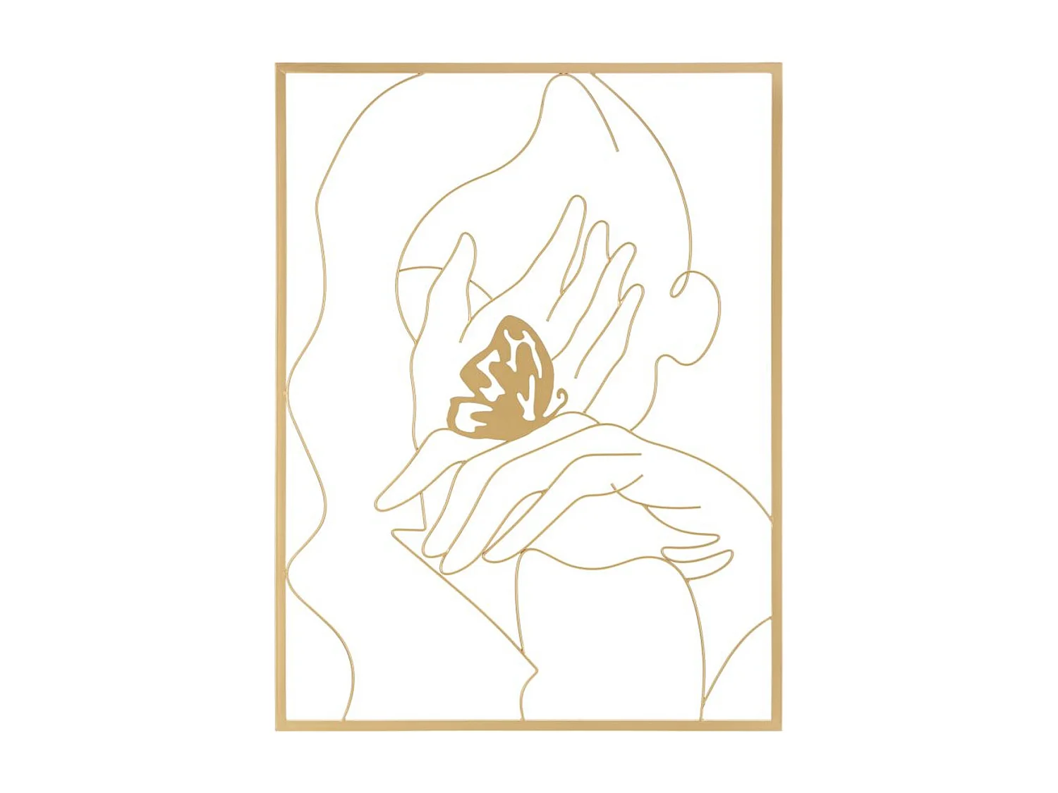 Décoration en Métal Mains, Or, 60x1x80 cm, Seven Design