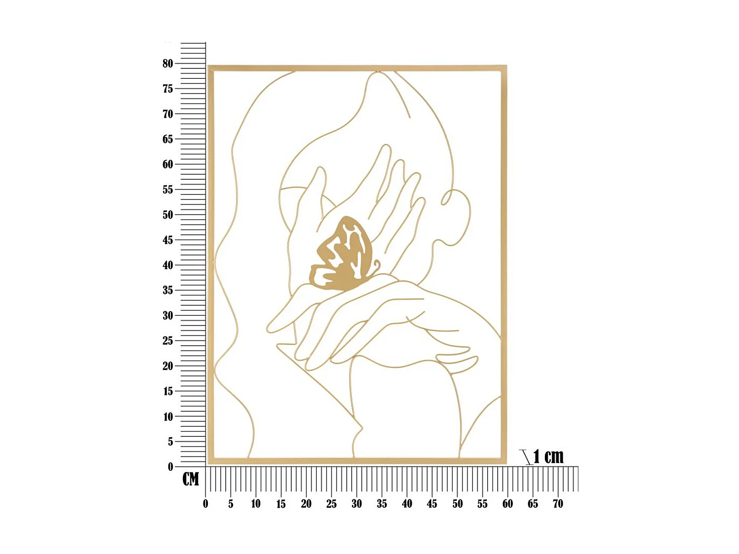 Décoration en Métal Mains, Or, 60x1x80 cm, Seven Design