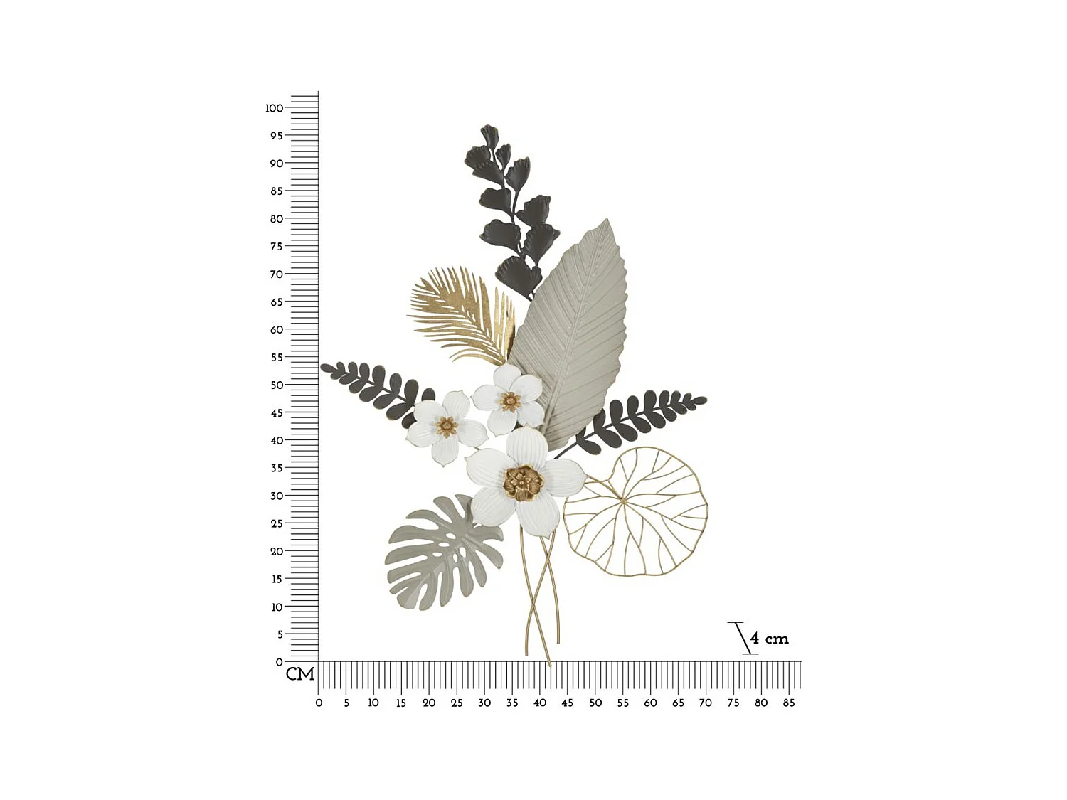 Metalowa Dekoracja 3D Kwiaty 24, Wielokolorowy, 71x4x96,5 cm, Epikasa