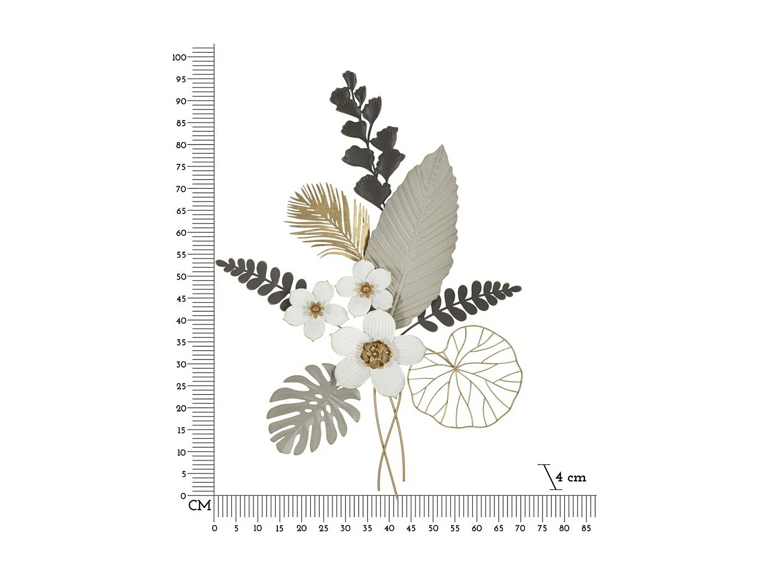 Metalowa Dekoracja 3D Kwiaty 24, Wielokolorowy, 71x4x96,5 cm, Seven Design