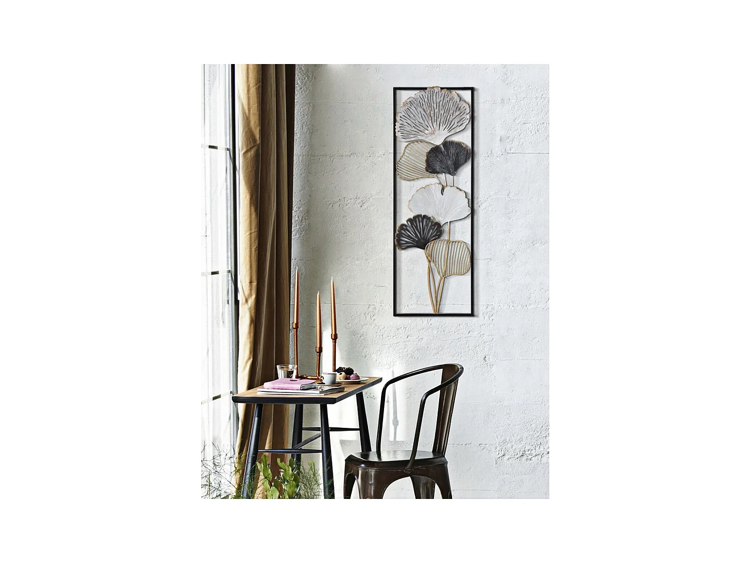 3D Metalen Decoratie Blad 36, Veelkleurig, 31x3,5x90 cm, Epikasa