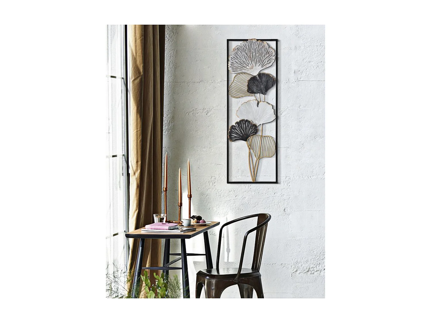 Decorazione in Metallo 3D Foglia 36, Multicolore, 31x3,5x90 cm, Seven Design