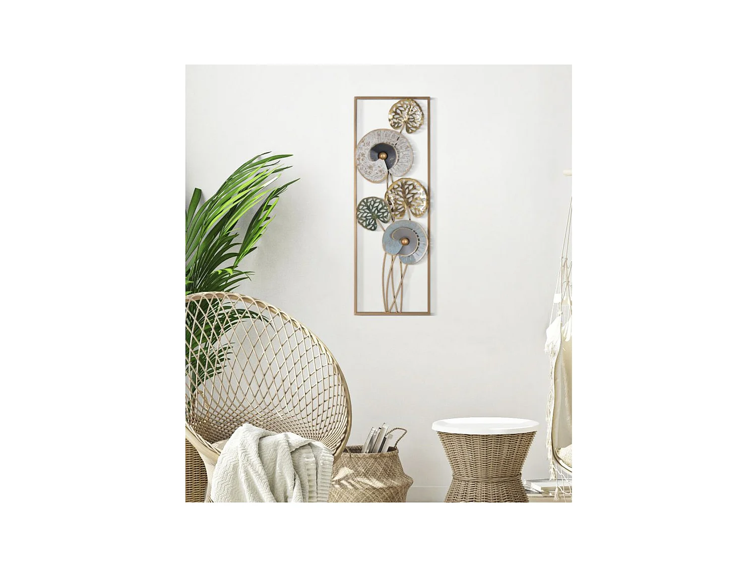 Metalowa Dekoracja 3D Liść 32, Wielokolorowy, 31,2x5,5x90 cm, Epikasa