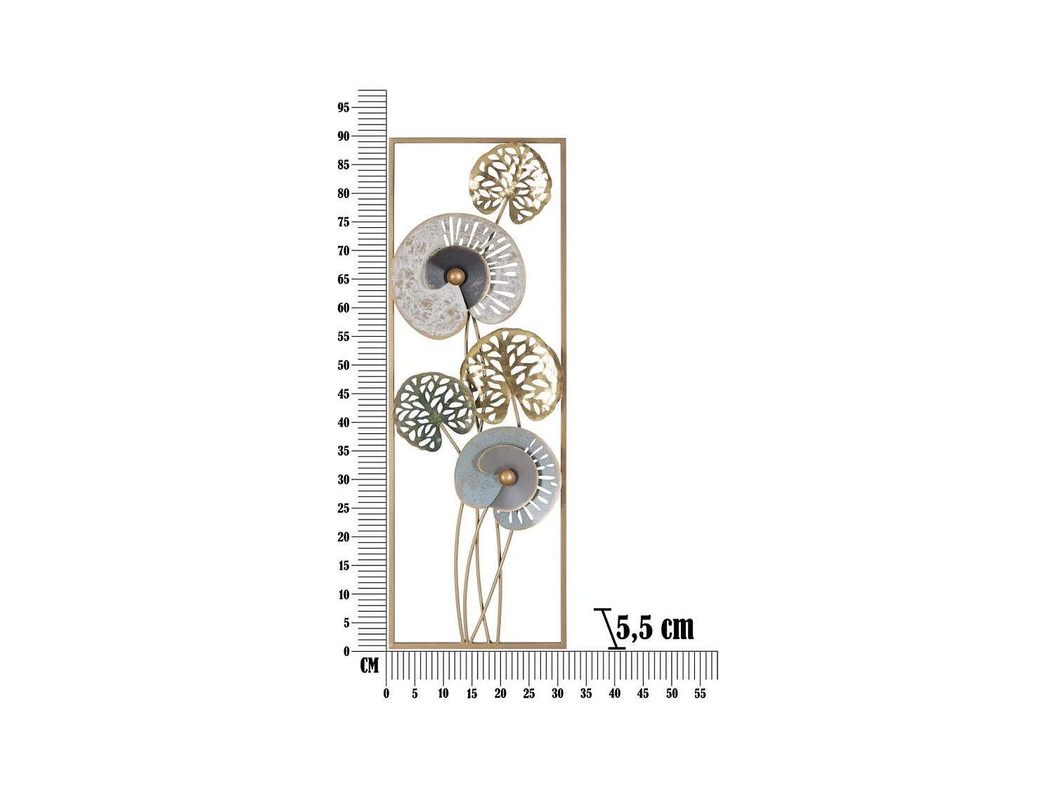 Metalowa Dekoracja 3D Liść 32, Wielokolorowy, 31,2x5,5x90 cm, Epikasa