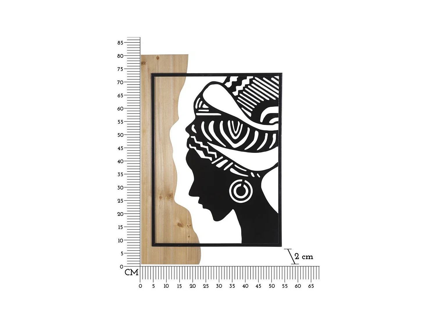 Decorazione in Metallo e Legno Africa, Marrone, 53x2x80 cm, Epikasa