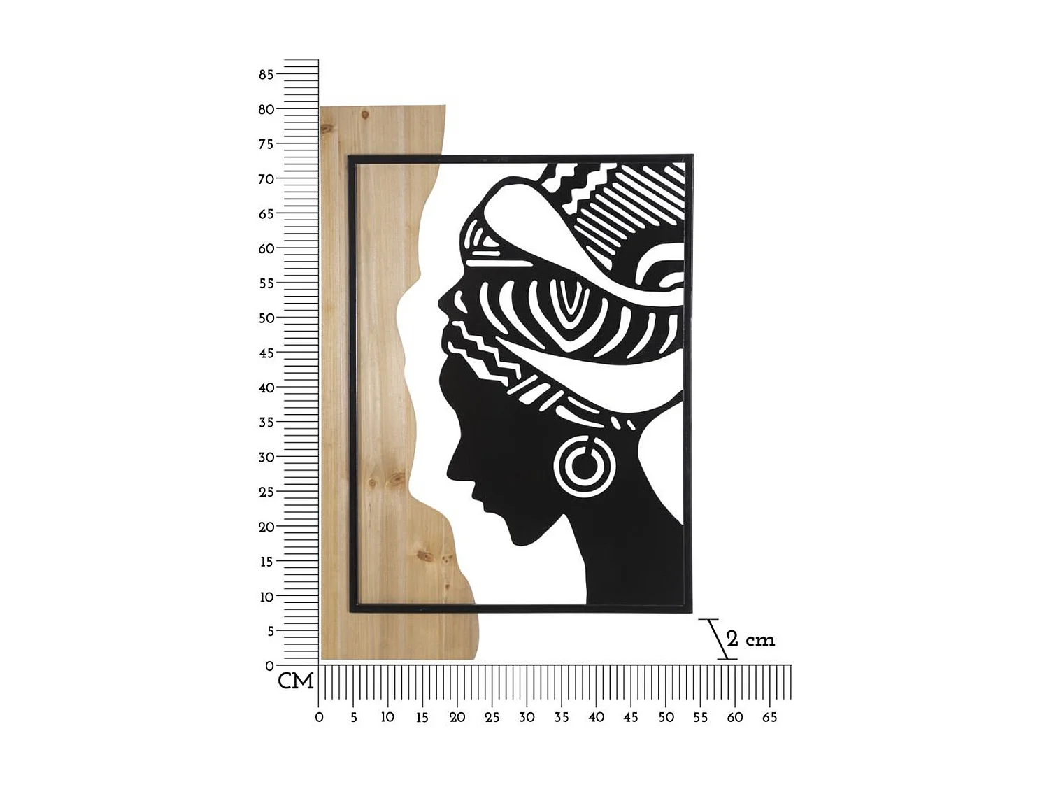 Décoration en Métal et Bois Afrique, Marron, 53x2x80 cm, Seven Design