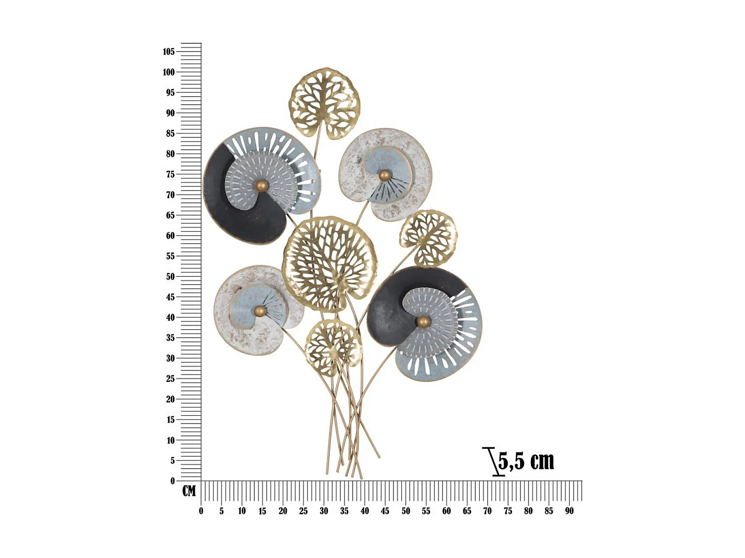 Decoração de Metal 3D Folha 23, Multicolorido, 70x5,5x102 cm, Epikasa