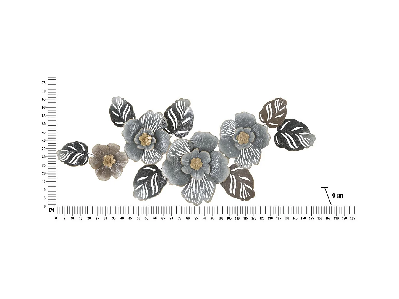 Decorazione in Metallo 3D Foglia 11, Multicolore, 157,5x9x66,5 cm, Epikasa