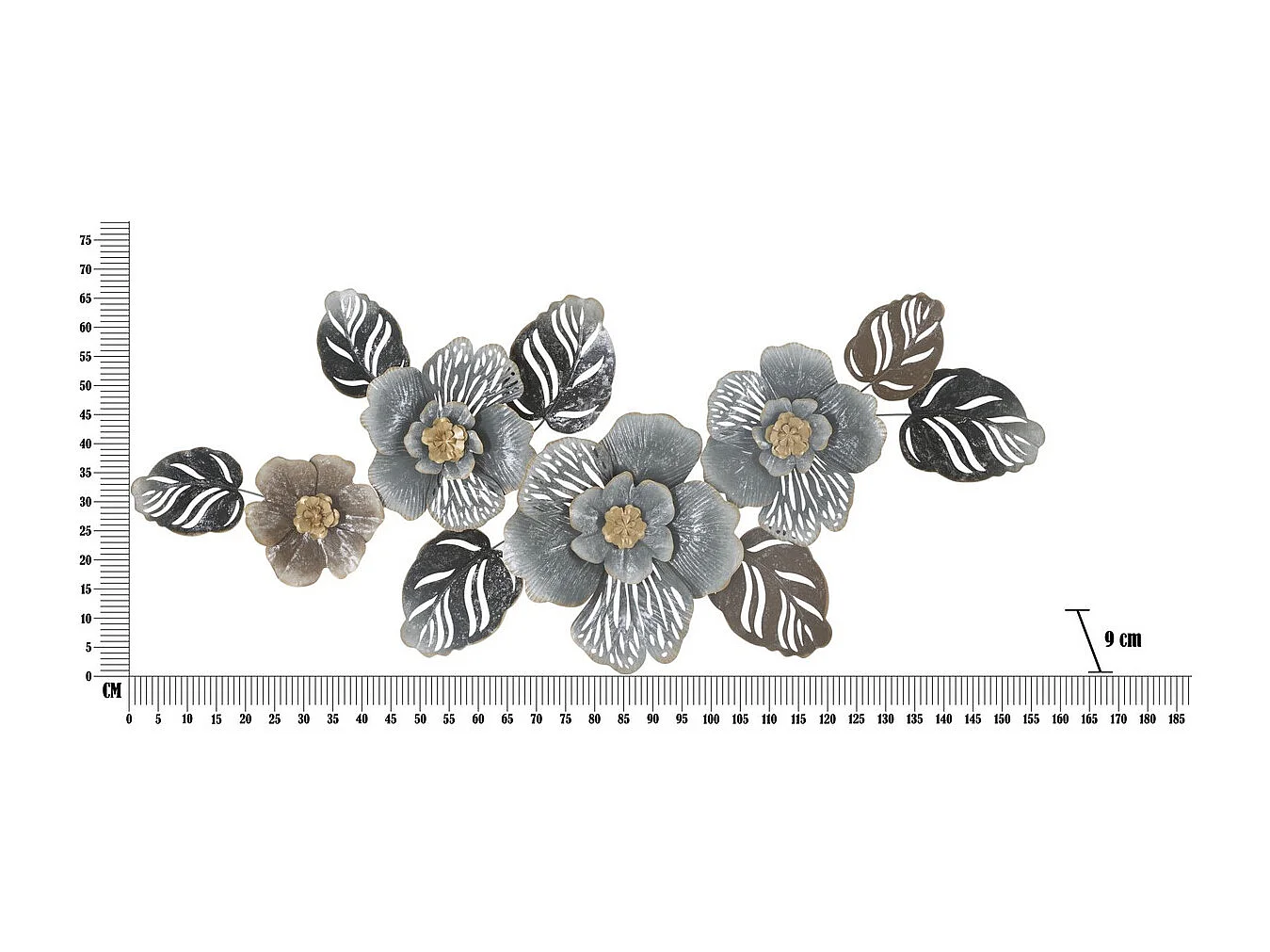 Décoration 3D en Métal Feuille 11, Multicouleur, 157,5x9x66,5 cm, Epikasa