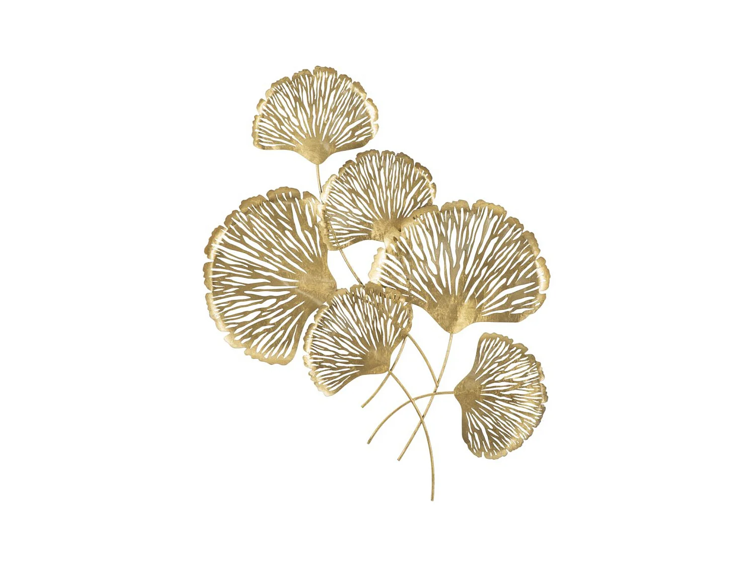 3D Metalen Decoratie Blad 28, Goud, 75x5,5x101 cm, Epikasa