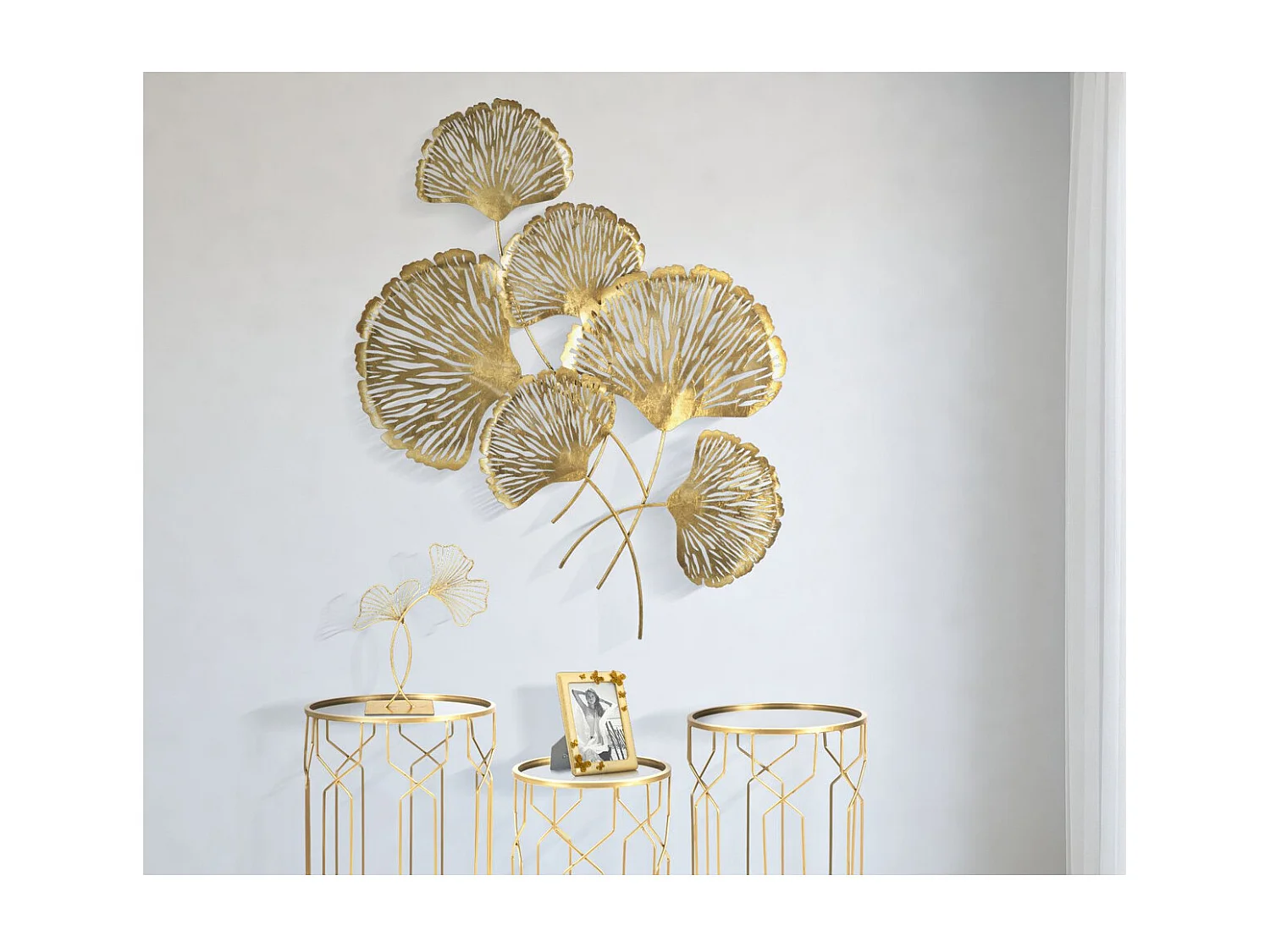 3D Metalen Decoratie Blad 28, Goud, 75x5,5x101 cm, Epikasa