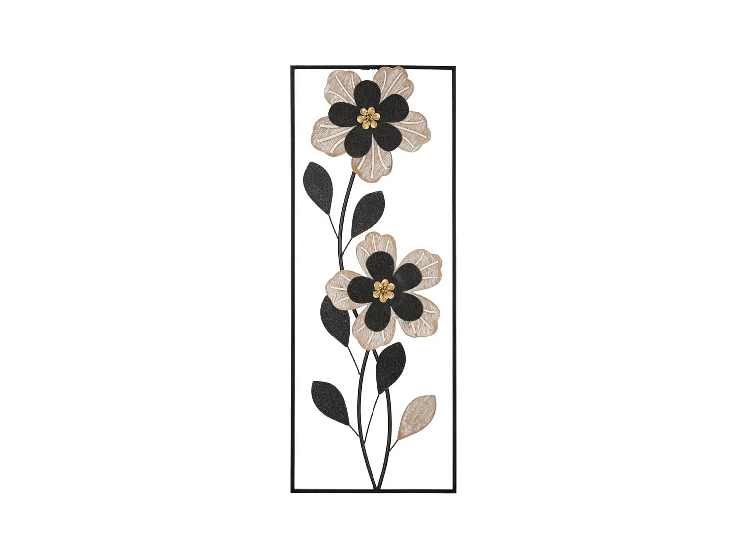 Décoration 3D en Métal Fleurs 49, Noir, 27x2,5x70 cm, Epikasa