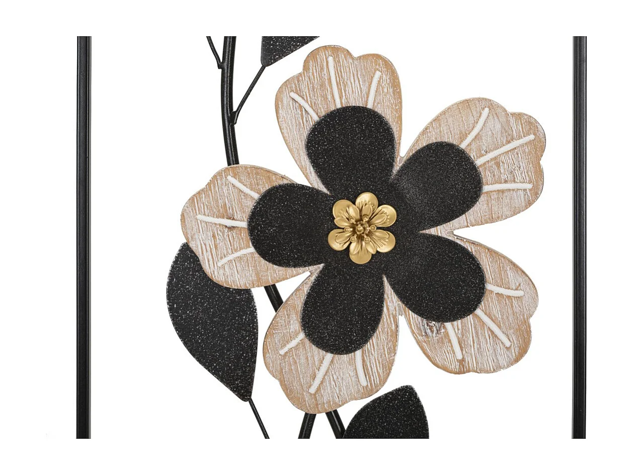 Decoração de Metal 3D Flores 49, Preto, 27x2,5x70 cm, Seven Design