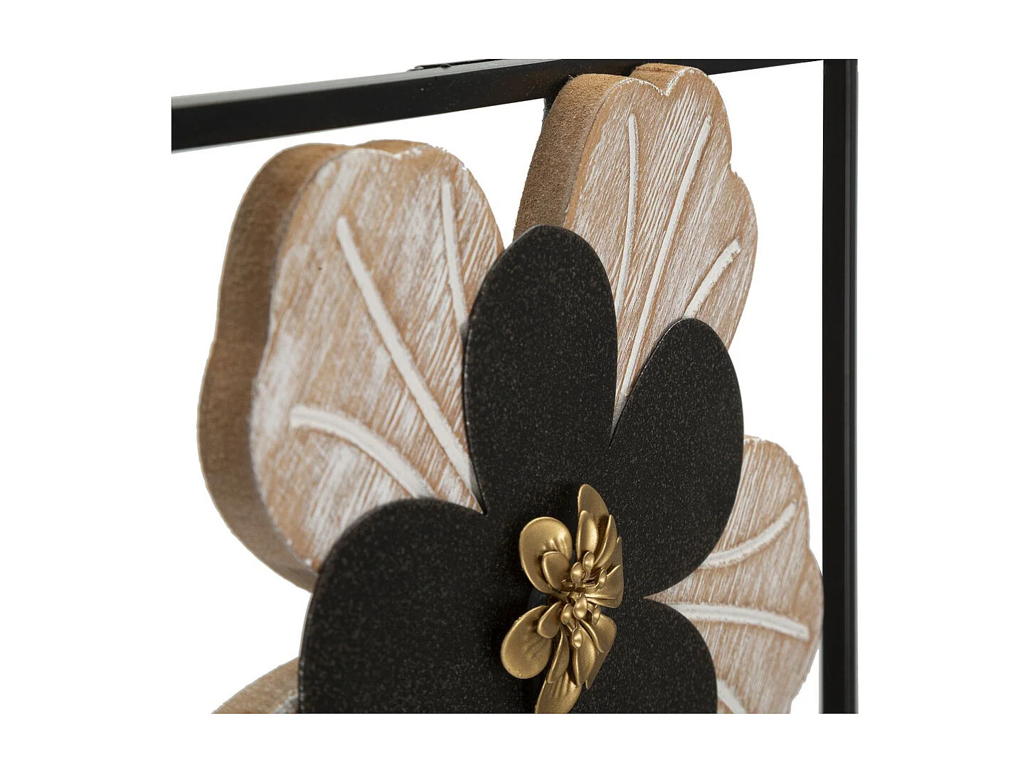 Decoração de Metal 3D Flores 49, Preto, 27x2,5x70 cm, Seven Design