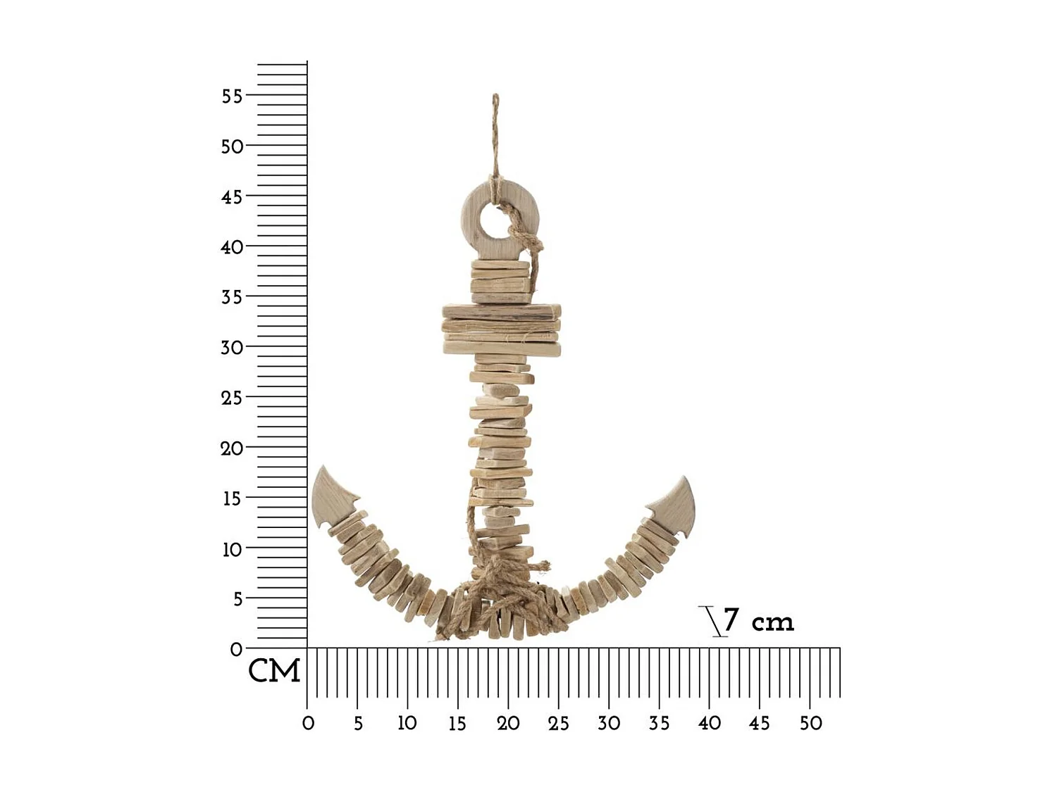 Decoração em Metal e Madeira Âncora, Castanho, 39x7x46 cm, Epikasa