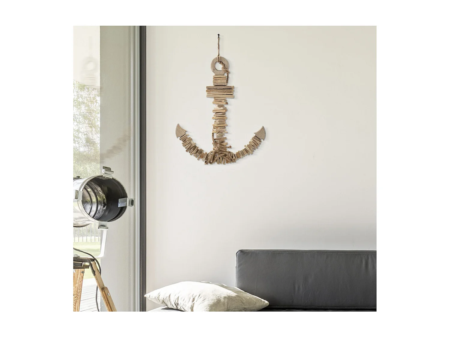 Dekoracja z Metalu i Drewna Ancora, Brązowy, 39x7x46 cm, Seven Design