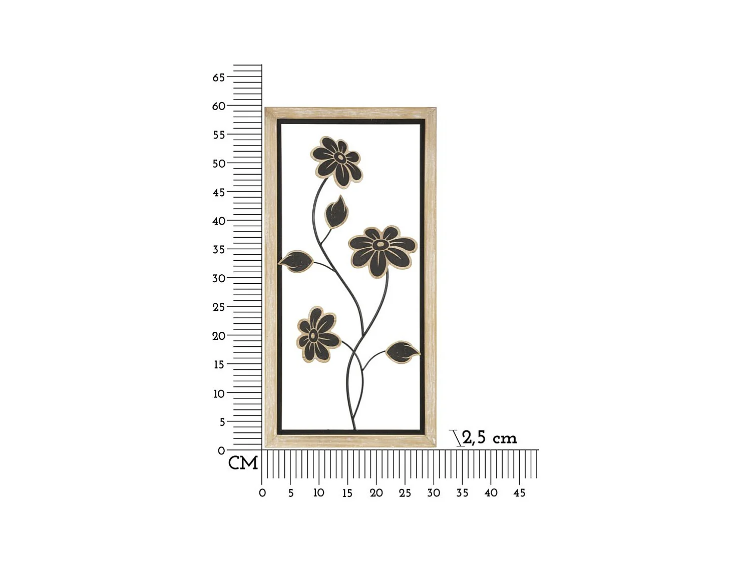 3D Metalen Decoratie Bloemen 46, Bruin, 30x2,5x60 cm, Epikasa