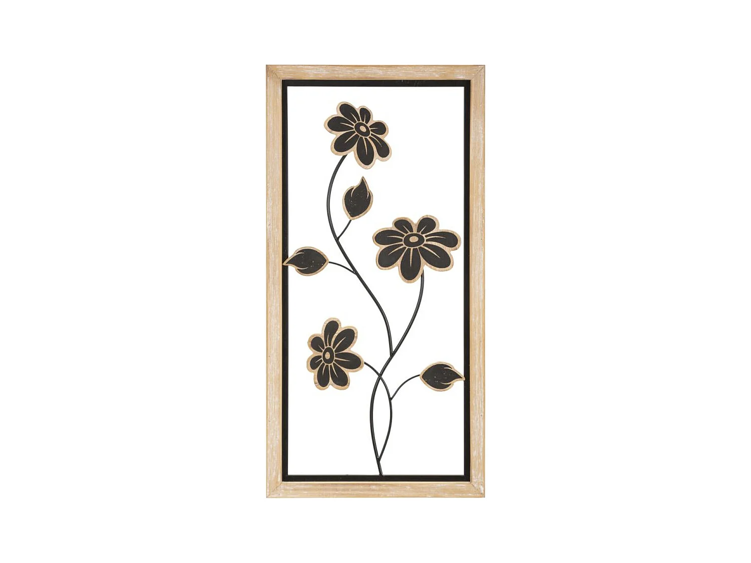 Décoration 3D en Métal Fleurs 46, Marron, 30x2,5x60 cm, Epikasa