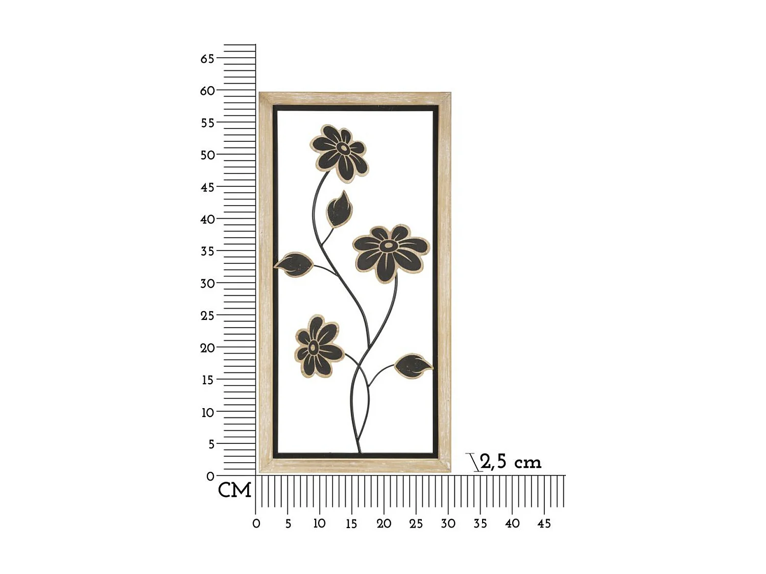 Metalowa Dekoracja 3D Kwiaty 46, Brązowy, 30x2,5x60 cm, Seven Design