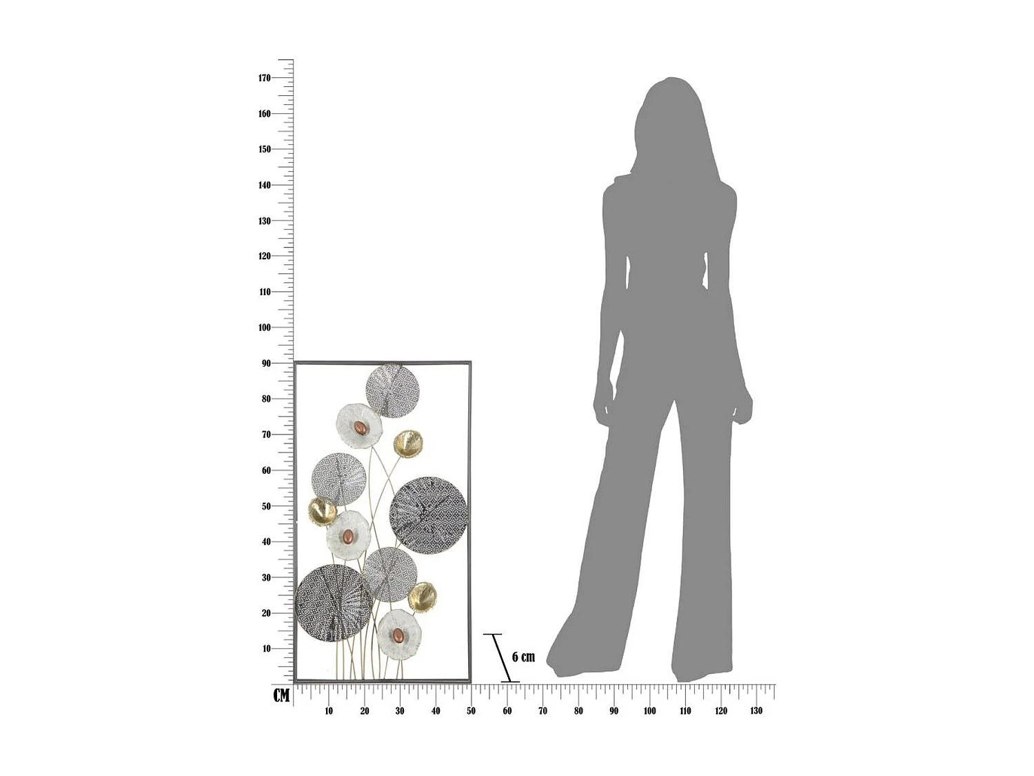 Decoração de Metal 3D Flores 14, Multicolorido, 50x6x90,5 cm, Epikasa